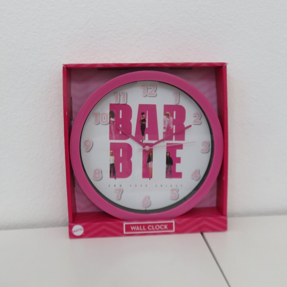 BARBIE Mattel Pink/white 10" WALL CLOCK